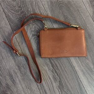 RACHEL Rachel Roy Brown Leather Crossbody Wallet